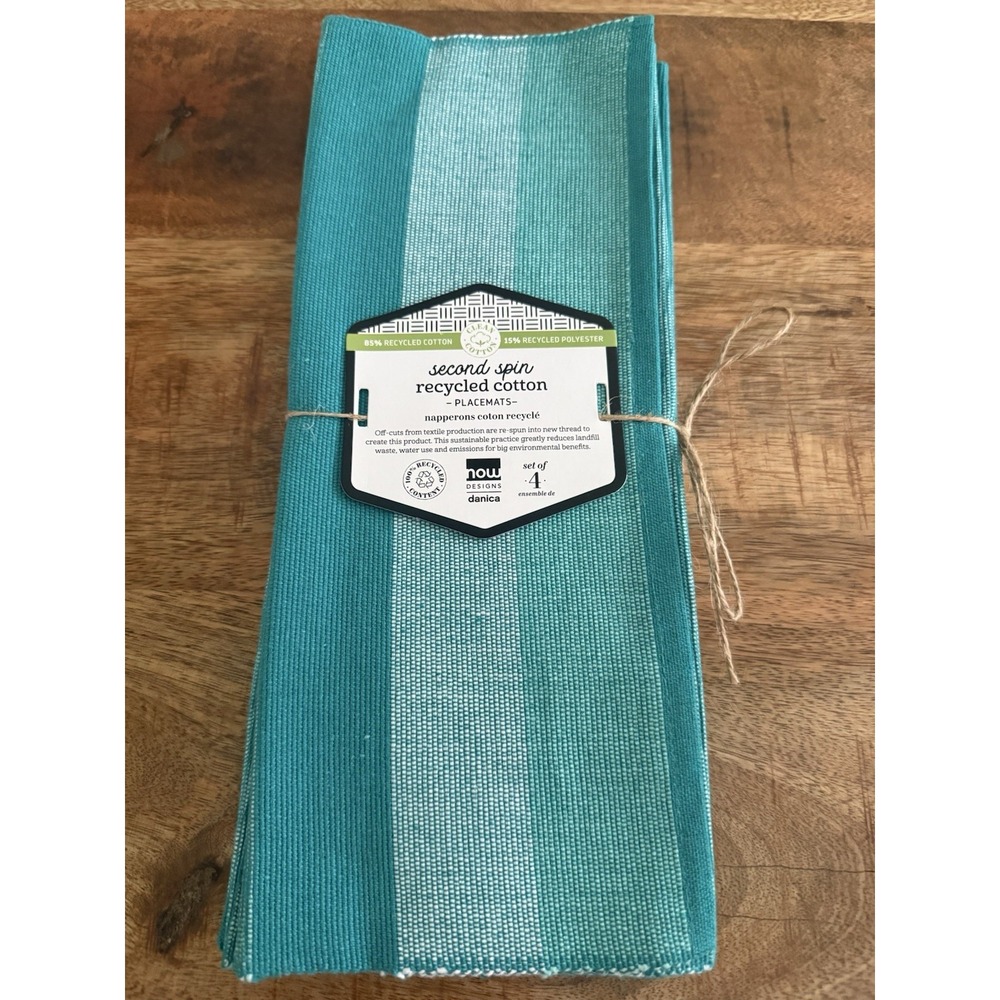 Now Designs Danica Placemats Set of 4 Green Second Spin Recycled Cotton